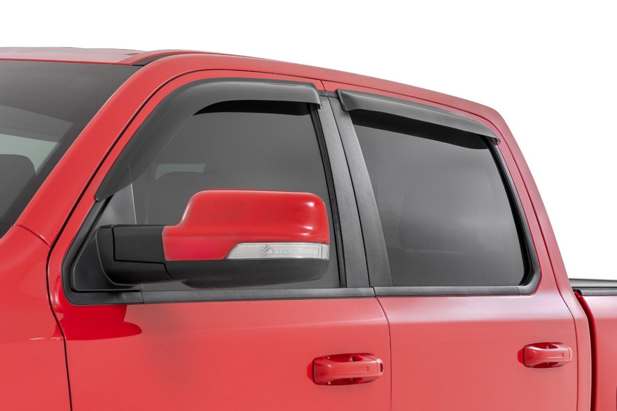 Ram 1500 Side Window Deflectors - Rough Country - Tape On Rain Guard - '19-'25 Ram 1500 Side Window Deflectors - Rough Country - Tape On Rain Guard - '19-'25